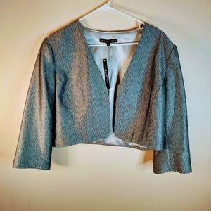 Preston & York cropped Blazer. Silver Grey NWT 100% polyester. Woman's 16.